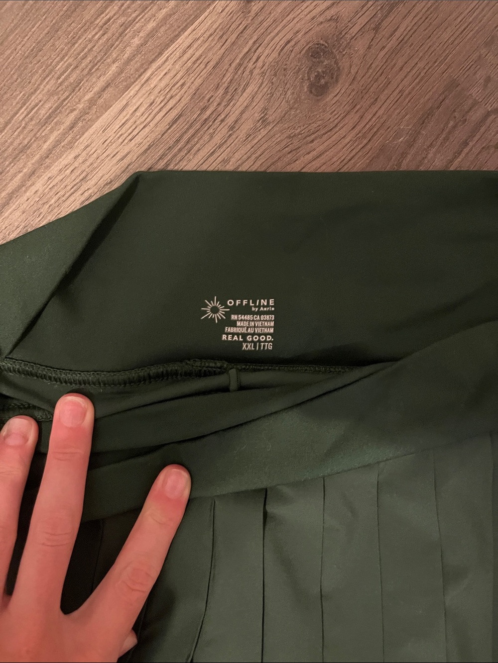 Aerie Dark Green Pleated Mini Skirt with White Hem - Picture 2 of 4